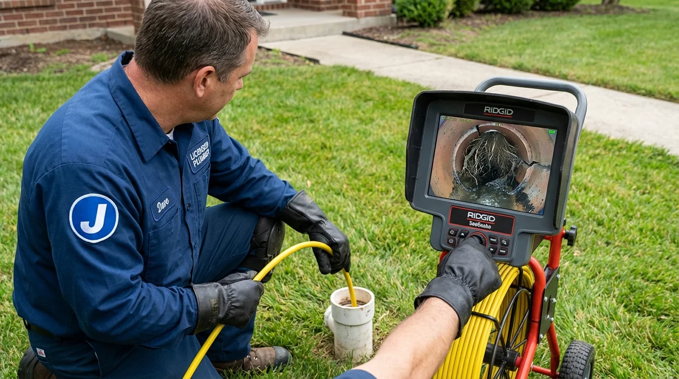 Sewer camera inspection being performed by Johns Plumbing LLC in West Liberty